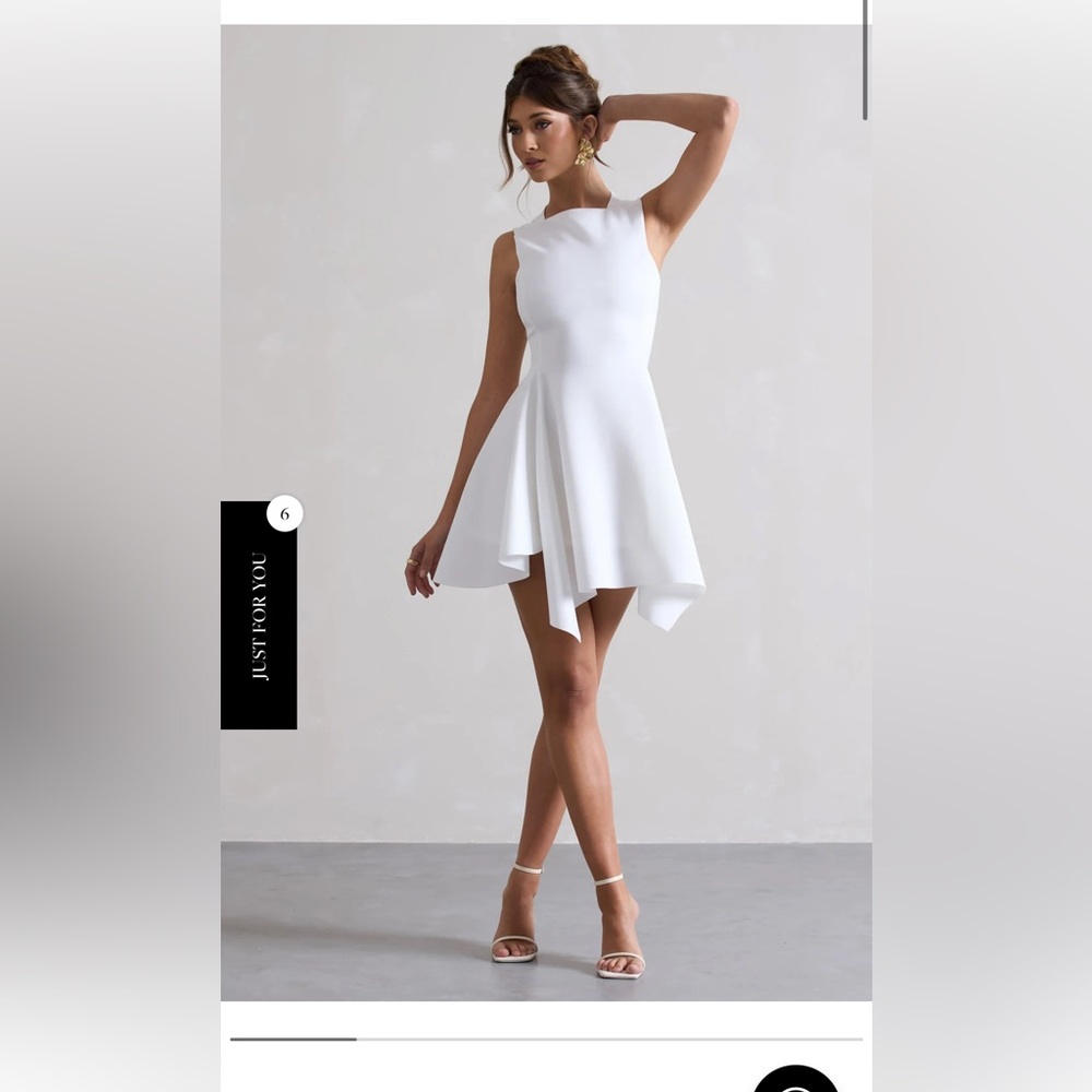 SCOUT
WHITE SLEEVELESS DRAPED HEM MINI DRESS